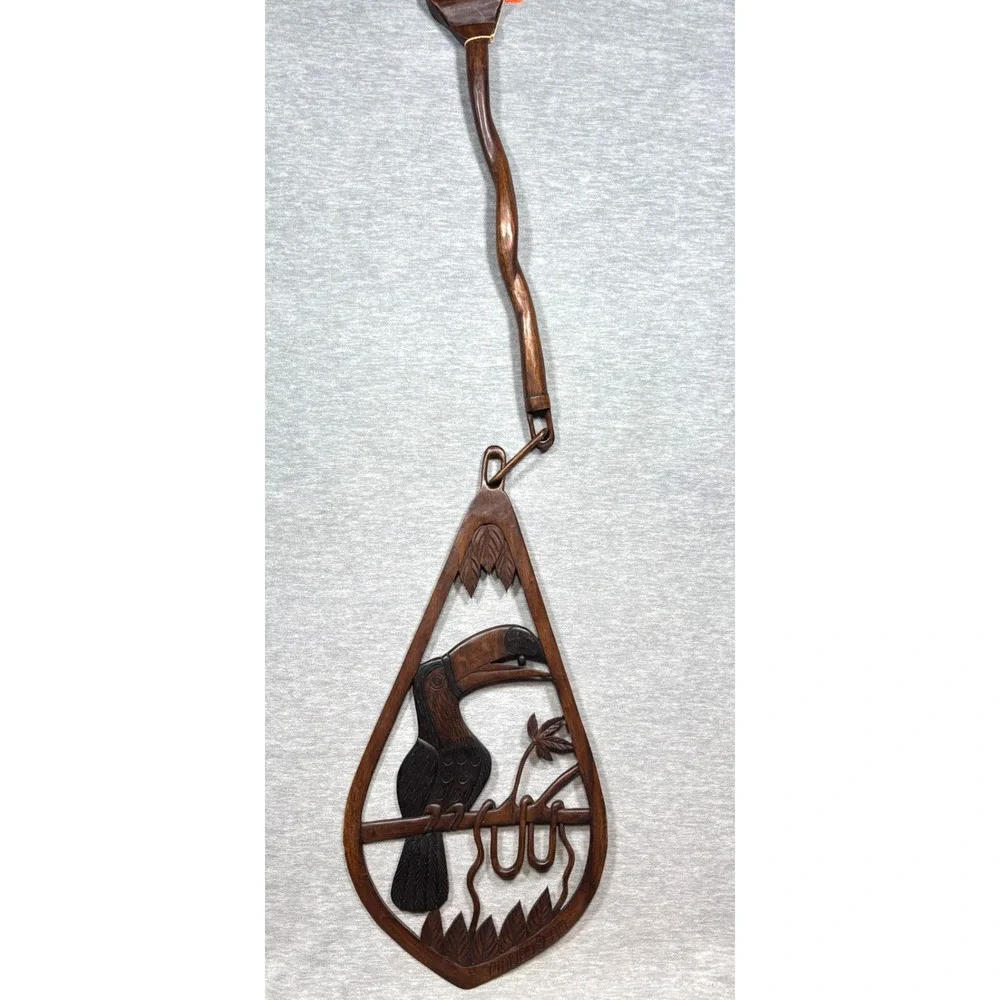 Vtg Toucan Wall Art Decor Wood Carving Manaus AM‎ Arinos Brazil Signed Handmade
